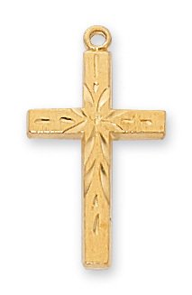 Cross Pendant : 18K Gold Over Sterling Silver Engraved Cross Pendant —  Notre Dame Book Shelf | Quality Catholic Gifts